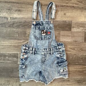 Little Girls size 7 Justice Blue Denim Overalls with snoopy patches